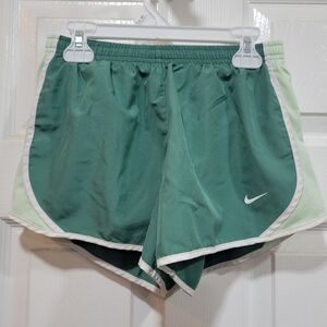 Nike Kid's Green Two-Tone Athletic Shorts with White Trim, Size L